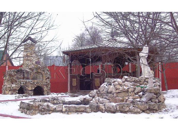 Беседка и барбекю в деревне Петровское из камня