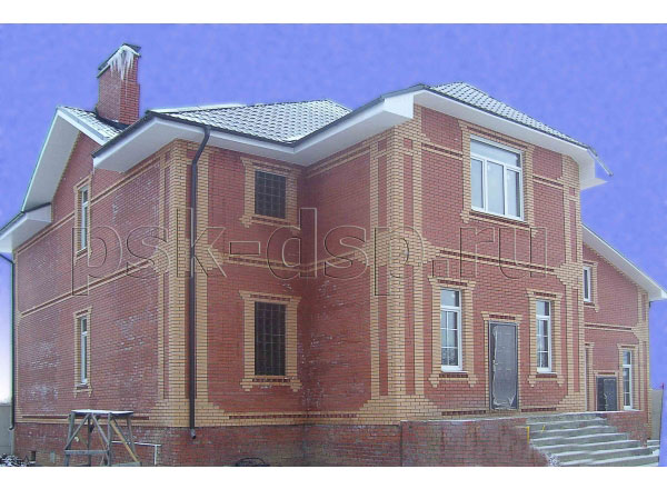 Дом в Серпухове из керамзитобетона с облицовкой кирпич рисунок